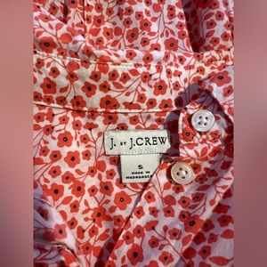 J. Crew Coral and White Poppy Design Floral button down Shirt, Small